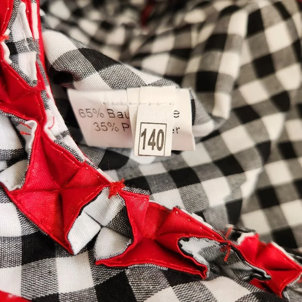 Authentic German Girls Gingham Dirndl Dress Ribbon Lace Up Oktoberfest Sz. 9/10